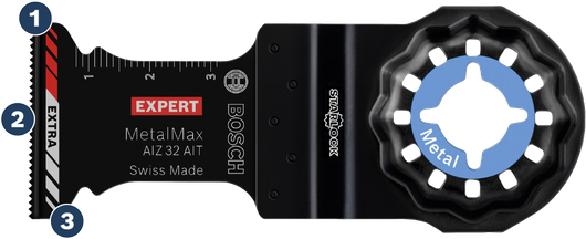 Bosch MetalMax Starlock blade for cutting metal.