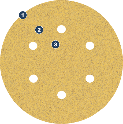 Bosch sanding disc with 8 dust extraction holes.