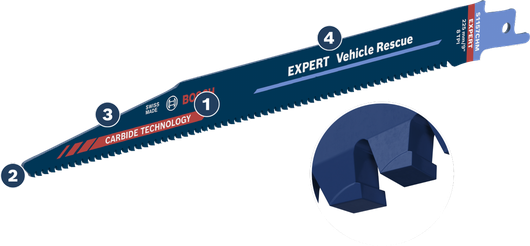 Bosch Expert Vehicle Rescue saw blade with carbide technology.