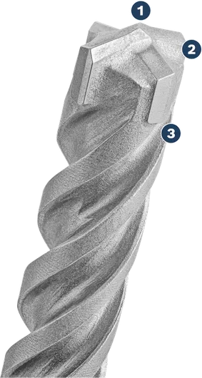Bosch SDS plus-5X drill bit with multi-cutter tip.