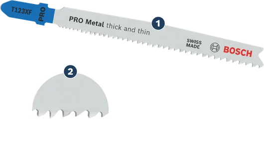 Bosch T123XF PRO Metal jigsaw blade for thick and thin cuts.