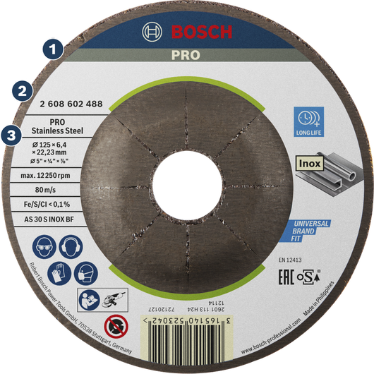 Bosch Pro stainless steel cutting disc for angle grinders.