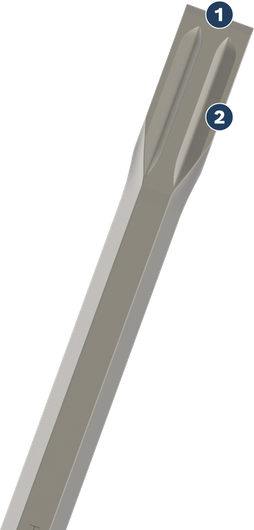 Bosch flat chisel SDS max with optimized cutting edge.