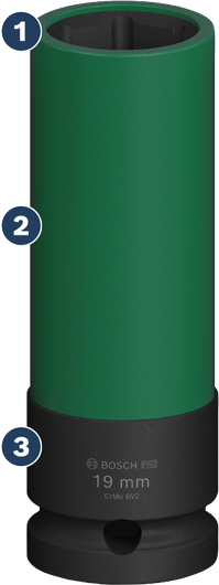 Bosch PRO Impact Socket 19 mm extra-deep with PET cover.