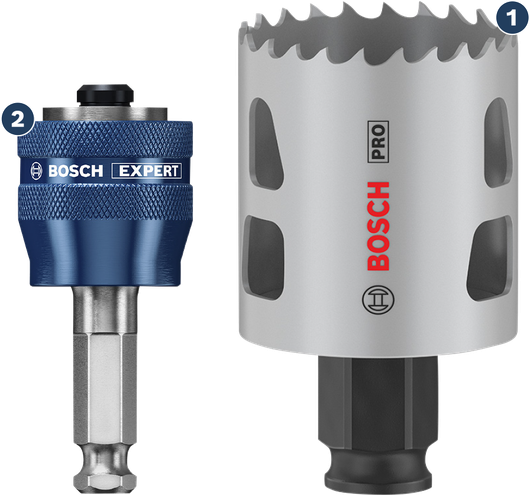 Bosch Expert Spider hole saw and quick-change adapter.