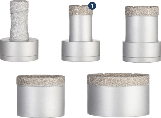 Bosch PRO Ceramic dry X-Lock Core Cutter Set, 5 sizes.