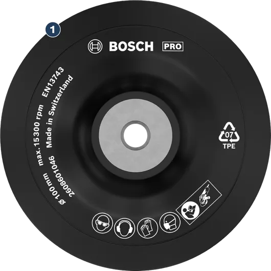 Bosch PRO Backing Pad Soft 100 mm for angle grinders.
