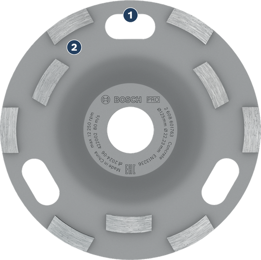 Bosch PRO Concrete Grinding Head 125 mm for concrete surfaces.