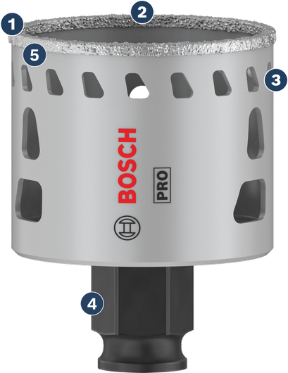 Bosch diamond grit hole saw for tiles and ceramics.