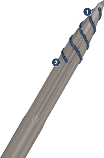Bosch SDS plus-7X drill bit with carbide tip and spiral flute.