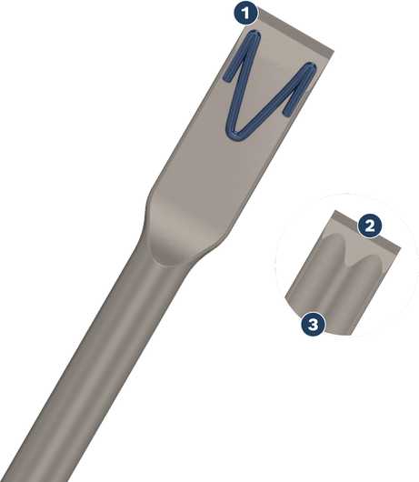 Bosch chisel with SPIDER design for efficient demolition.