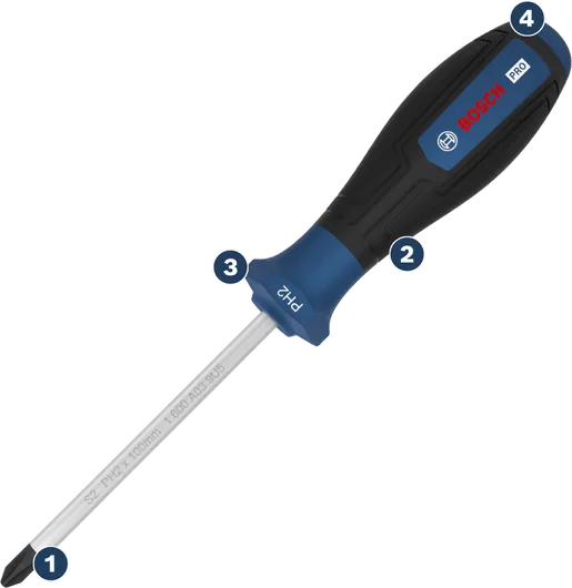 Bosch PH2 screwdriver with ergonomic grip.