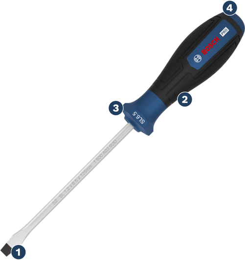 Bosch Pro SL 6.5 flathead screwdriver with ergonomic handle.