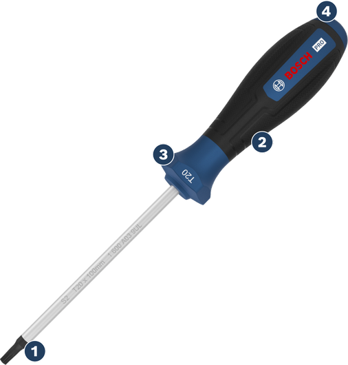 Bosch screwdriver with ergonomic handle.
