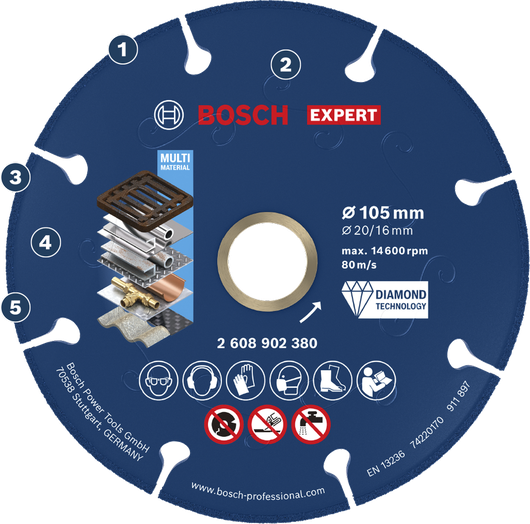 Bosch EXPERT Metal Diamond Cutting Disc 105 mm for multi-material.