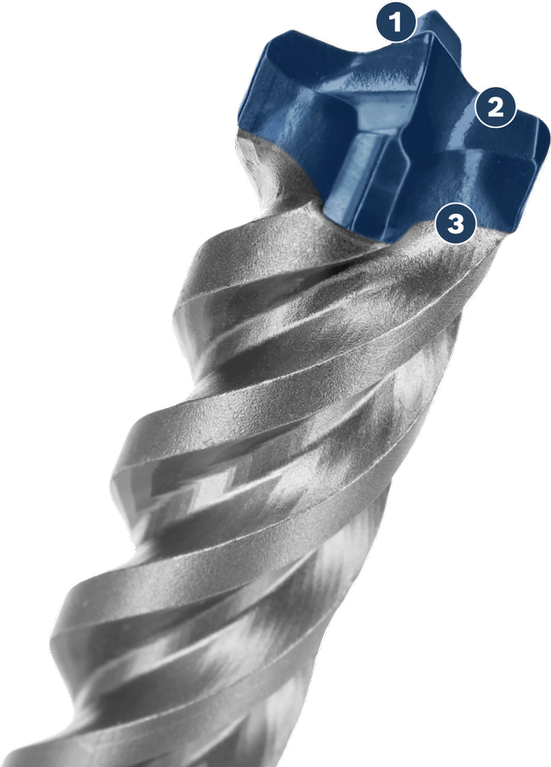Bosch SDS max-8X drill bit with carbide tip.