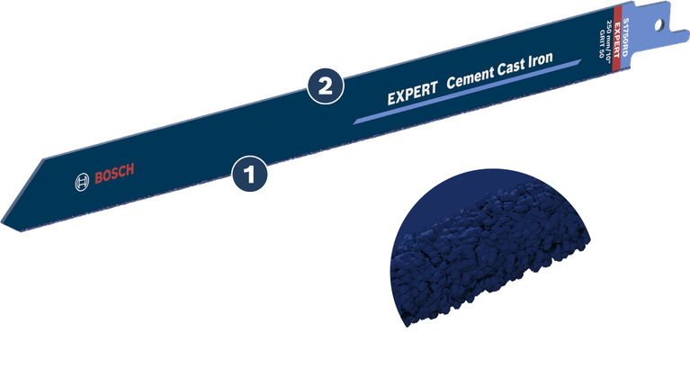 Bosch EXPERT Cement Cast Iron S 1750 RD saw blade for tough materials.