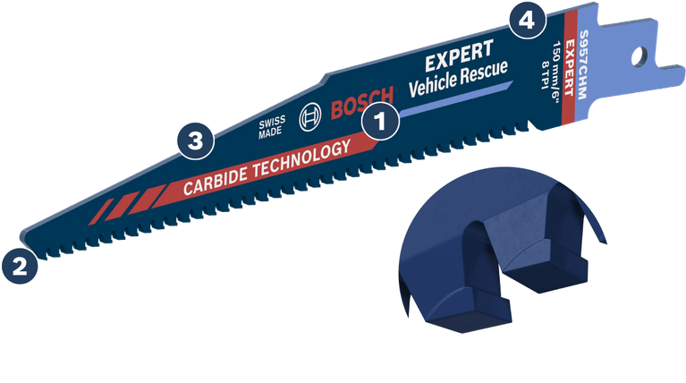 Bosch Expert Vehicle Rescue saw blade with carbide teeth.