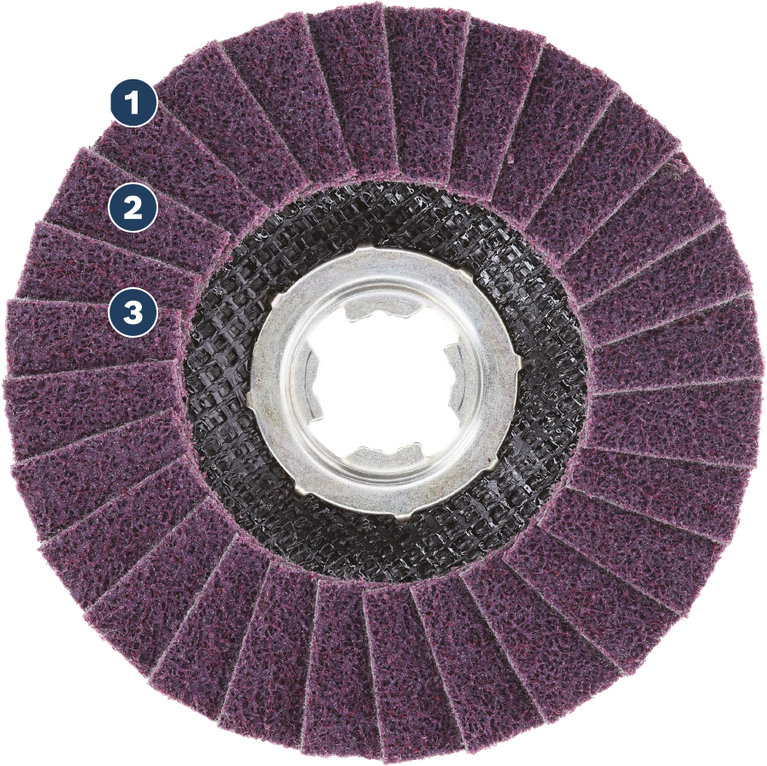Bosch Spider WOG abrasive flap disc for surface finishing.