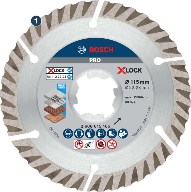 Bosch X-LOCK 115mm multi material diamond cutting disc.