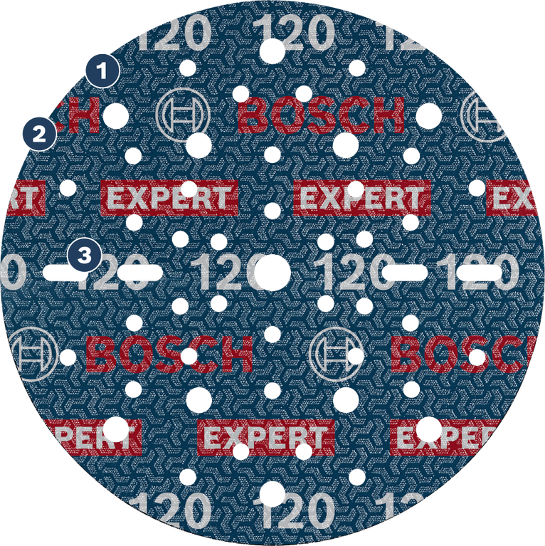 Bosch Expert sanding disc 120 grit for orbital sanders.