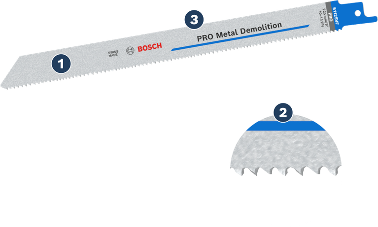 Long Life in metal demolition Bosch PRO Metal Demolition reciprocating saw blade.