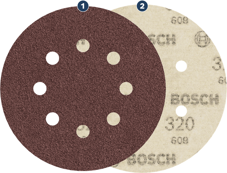 Bosch sanding disc 320 grit with dust extraction holes.