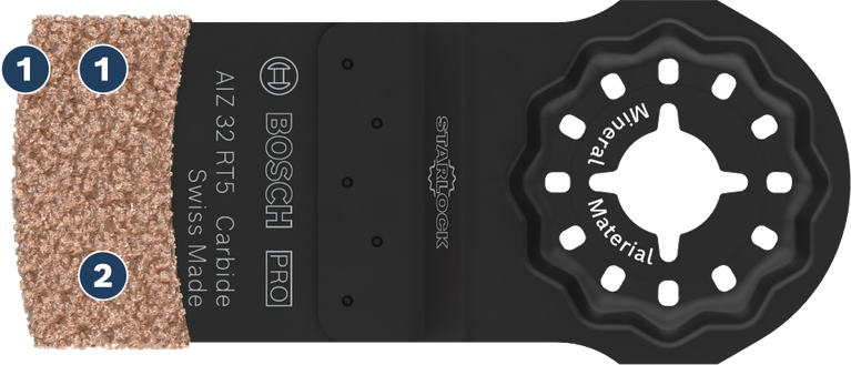 Bosch PRO AIZ 32 RT5 multitool carbide blade, 32 mm width.