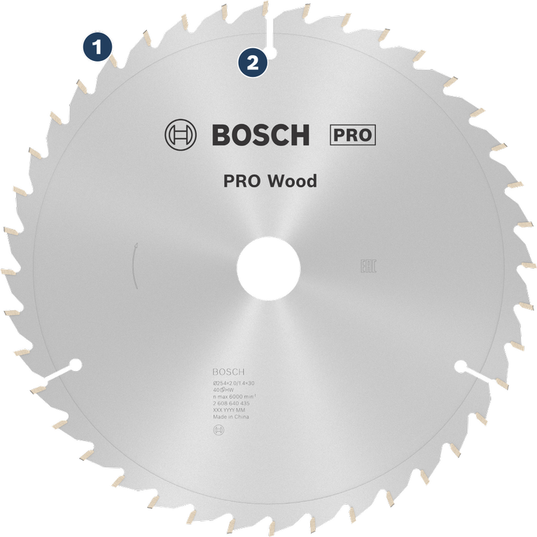 Bosch PRO Wood circular saw blade for wood cutting.
