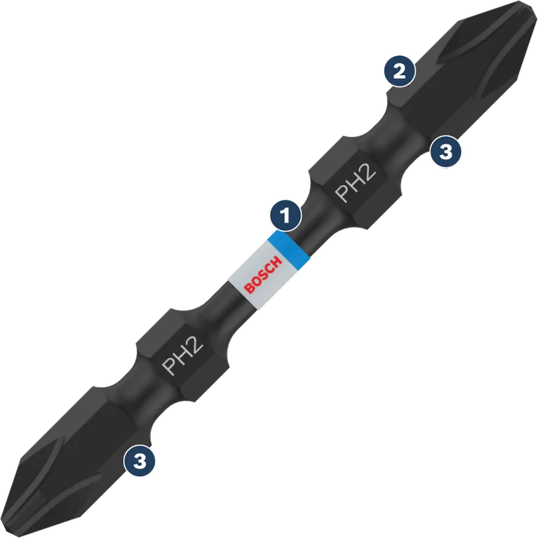 Bosch double-ended PH2 screwdriver bit.