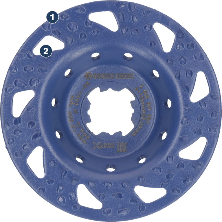 Long Life grinding various materials Bosch X-LOCK carbide grinding disc for concrete.