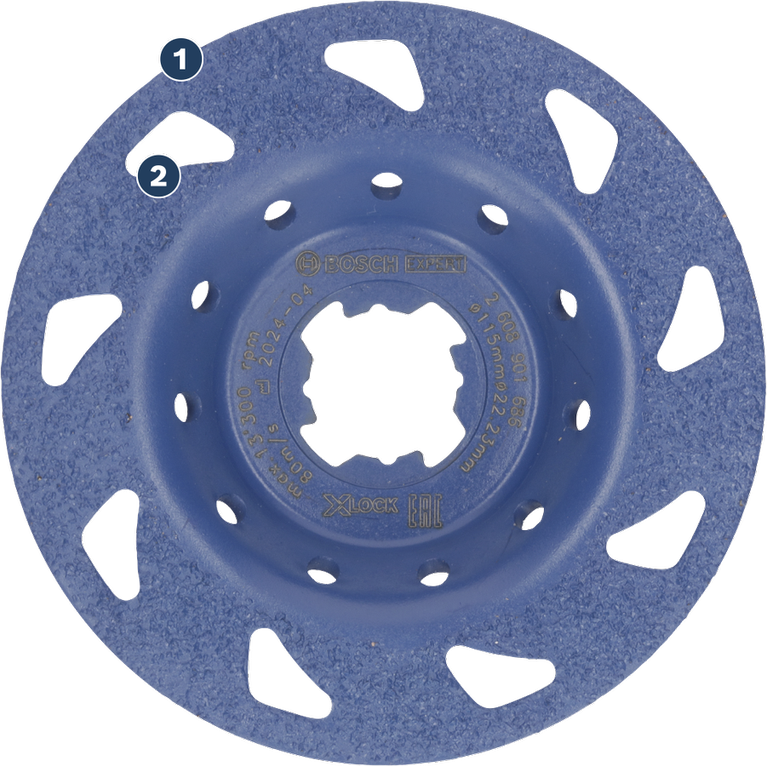 Bosch Expert X-LOCK diamond grinding disc for angle grinders.
