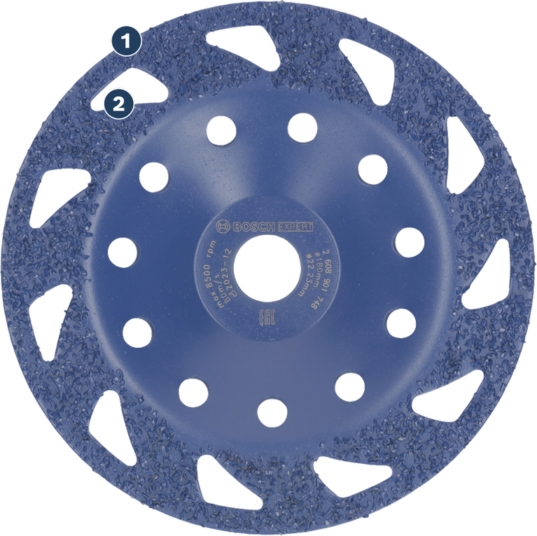 Bosch carbide grinding disc for rapid material removal.