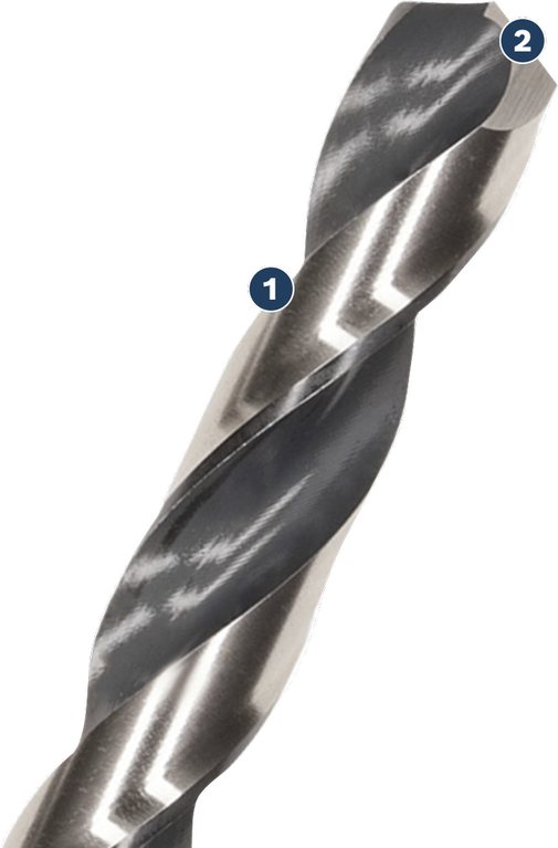 Bosch drill bit with sharp cutting edges.