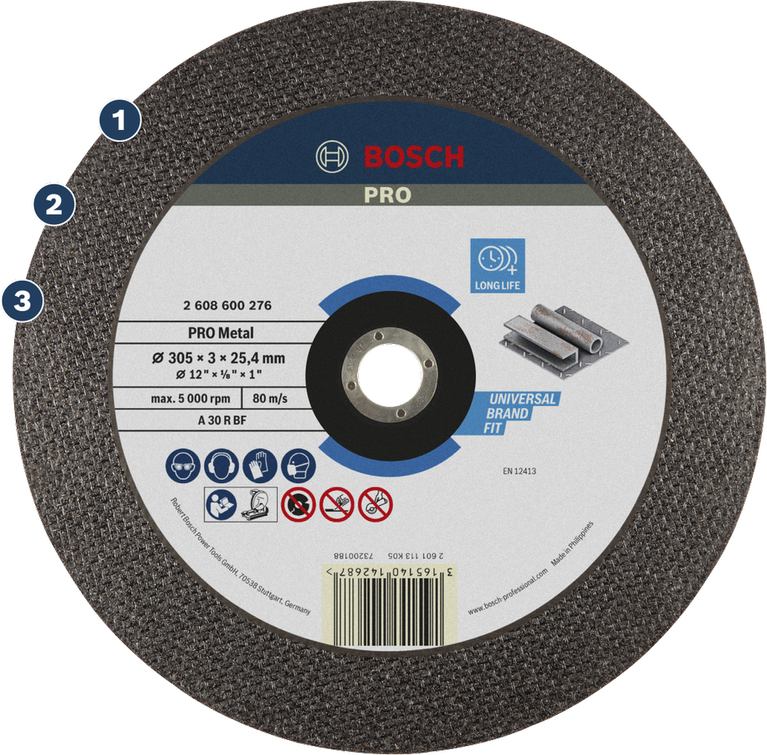 Bosch PRO Metal cutting disc for universal metalwork.