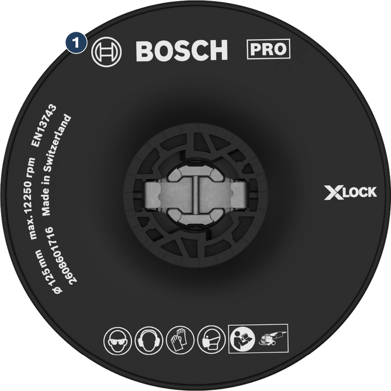 Bosch X-LOCK PRO angle grinder backing pad.