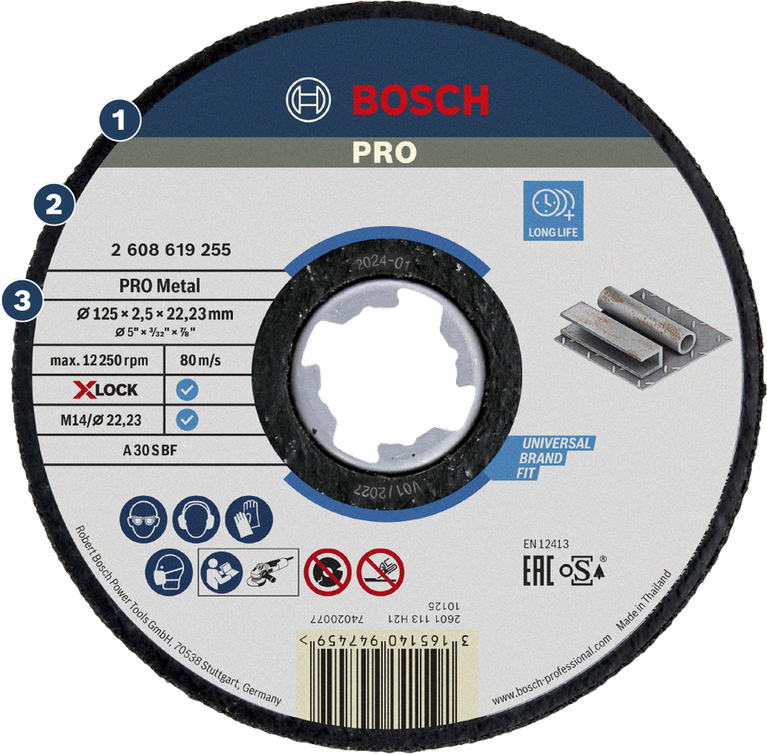 Bosch PRO Metal cutting disc with X-LOCK for long life.