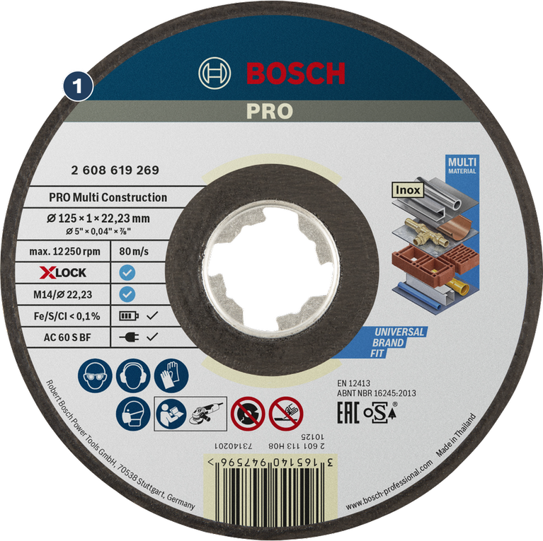 Bosch PRO Multi Construction cutting disc for various materials.