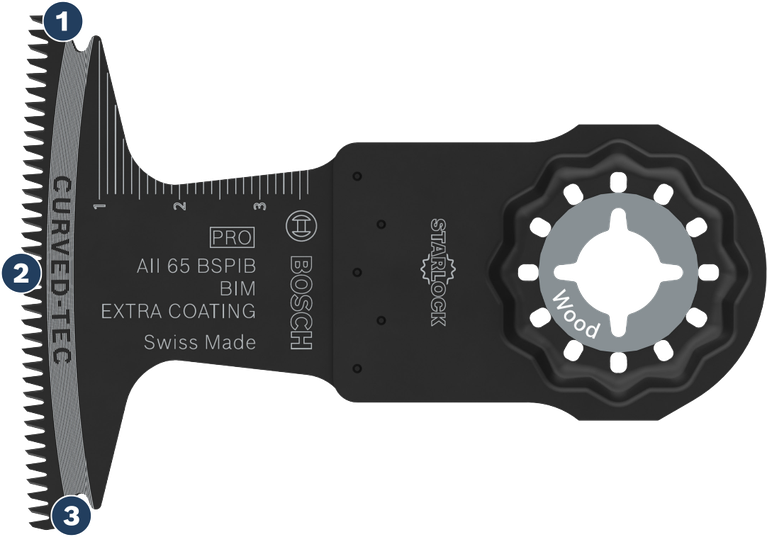 Bosch Starlock wood cutting blade Curved-Tec.