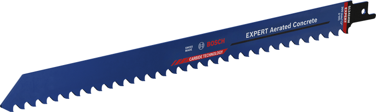 Long Life cutting aerated concrete Bosch Expert Aerated Concrete saw blade with carbide technology.
