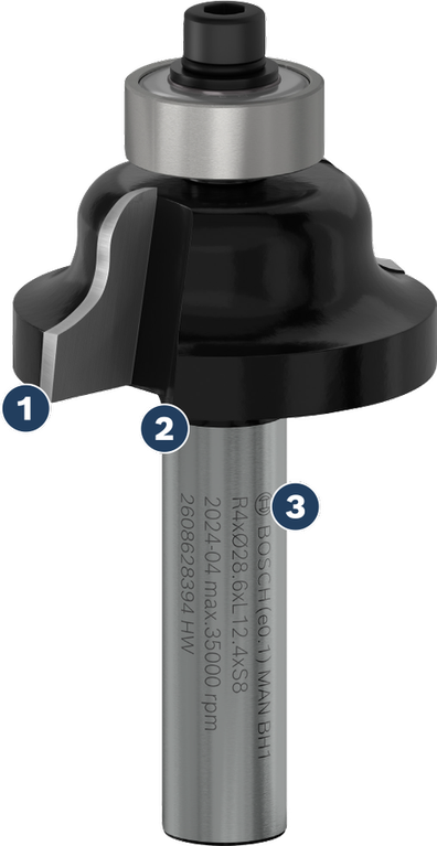 Bosch router bit for edge rounding.
