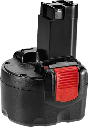 Bosch 9V cordless tool battery with red release clip.