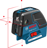 Bosch GCL 25 combi laser leveling tool with dual laser lines.