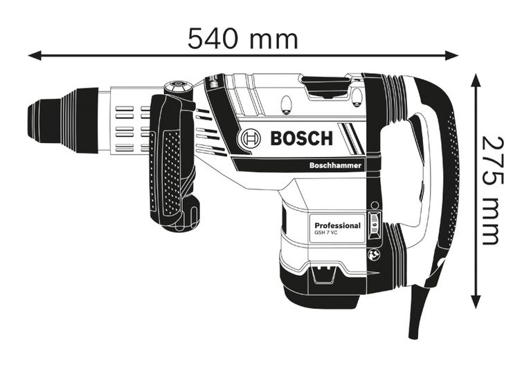 Demolition hammer dimensions.
