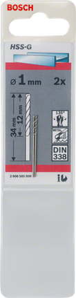 Metal drill bits HSS-G, DIN 338 Bosch 1 mm HSS-G metal drill bits.