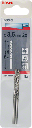 Metal drill bits HSS-G, DIN 338 Bosch 3.5 mm HSS-G metal drill bits.