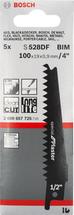 Reciprocating saw blade S 528 DF Bosch S 528 DF reciprocating saw blade 4″.
