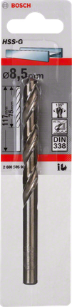 Metal drill bits HSS-G, DIN 338 Bosch 8.5 mm HSS-G metal drill bit.