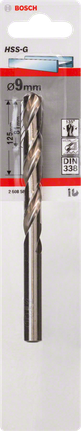 Metal drill bits HSS-G, DIN 338 Bosch 9mm HSS-G metal drill bit.