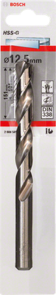 Metal drill bits HSS-G, DIN 338 Bosch 12.5mm HSS-G metal drill bit.